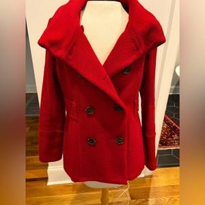 Loft red pea coat size small GUC